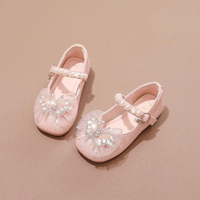 Girls Princess Shoes Children's Soft Sole Fashion Little Girls Single Shoes Elsa Princess Crystal Shoes for Older Children