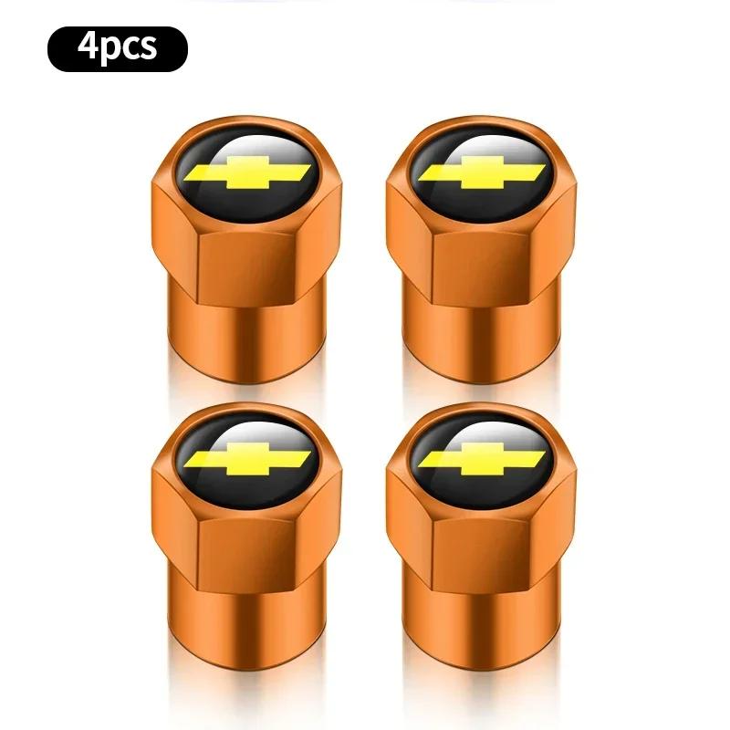 4 stk Metall Bilhjul Dekk Luftventilhetter Stilkdeksler For Chevrolet Trax Cruze Malibu Camaro Cavalier Equinox Orlando Tilbehør