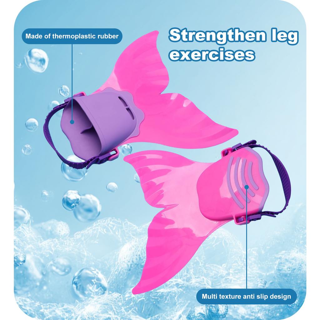Palmes de sirène réglables en Silicone, entraînement à la natation et plage, aileron dur à corps souple avec 3 poignées antidérapantes, équipement de 
