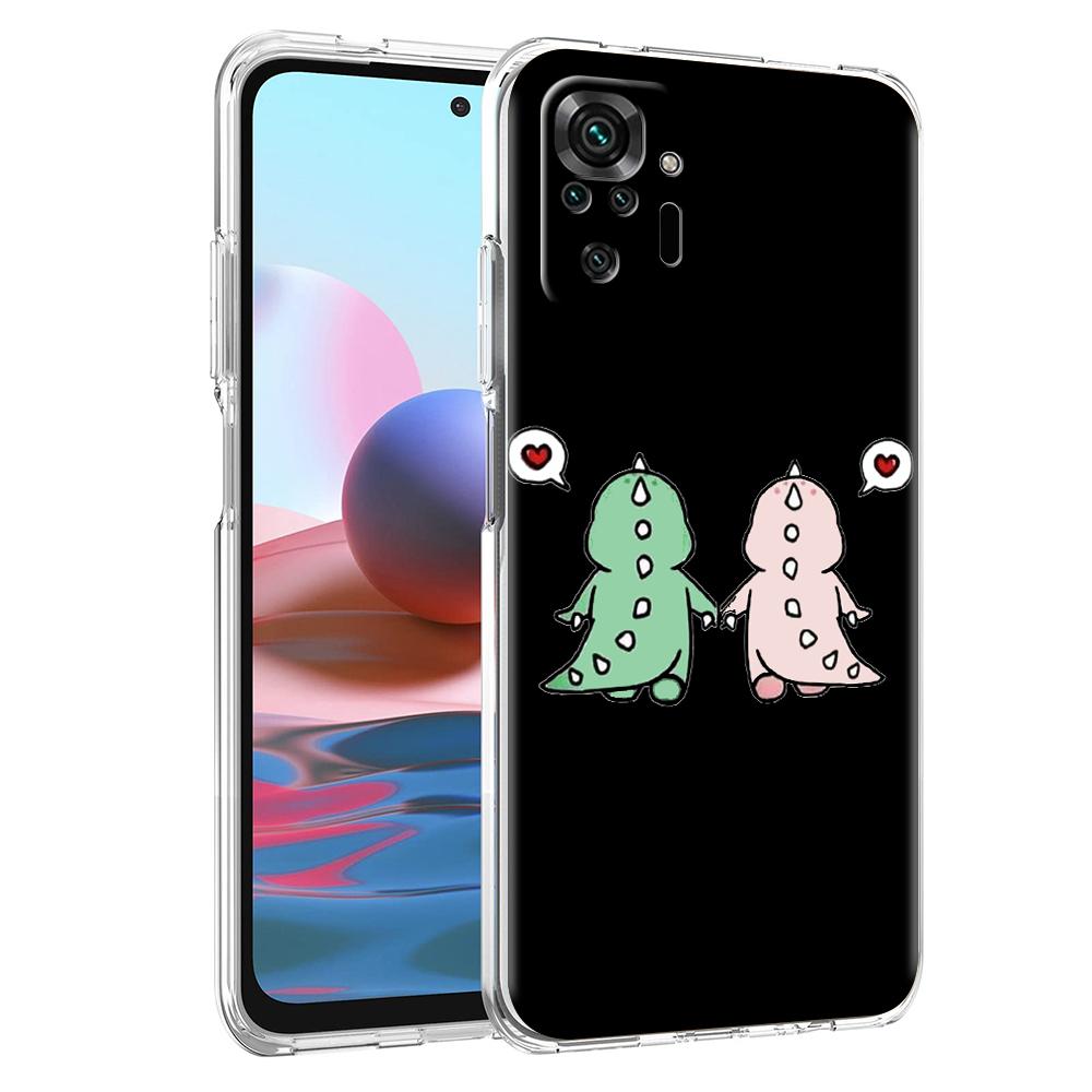 Cute Dinosaur Bear Couple Phone Case For Xiaomi Redmi Note 12 4G 11 10 Pro 5G 10C 10S 9S 9 9T 8T 9C 9A 8 8A 7 K50 K40 Cover