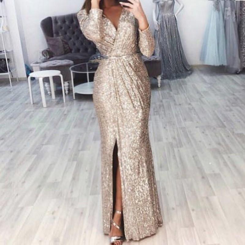 

Women s Wear High-waist Slimming Dress With Hip Package M золотистый