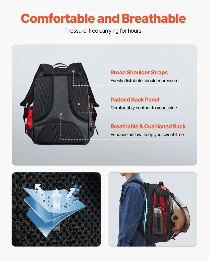25.2L Welding Backpack 1680D Polyester Welder Backpack for Tool and Helmet