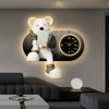 Creative Living Room Decor Wall Clock Luxury Cartoon Bear LED Mute Clock Wall Painting Corridor Quartz Clock Watch Home Decor