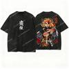 Oversized Anime Graphic T Shirts Man Demon Slayer Vintage Washed Women Casual Short Sleeved Tee Streetwear Y2k Top Trendy