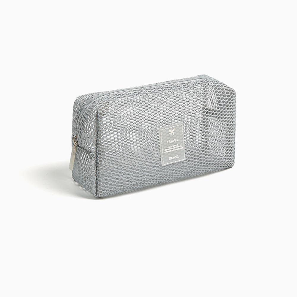 

Lightweight Mesh Travel Toiletry Bag Handle Lipstick Makeup Organizer Business Trips Style 4-Grey
