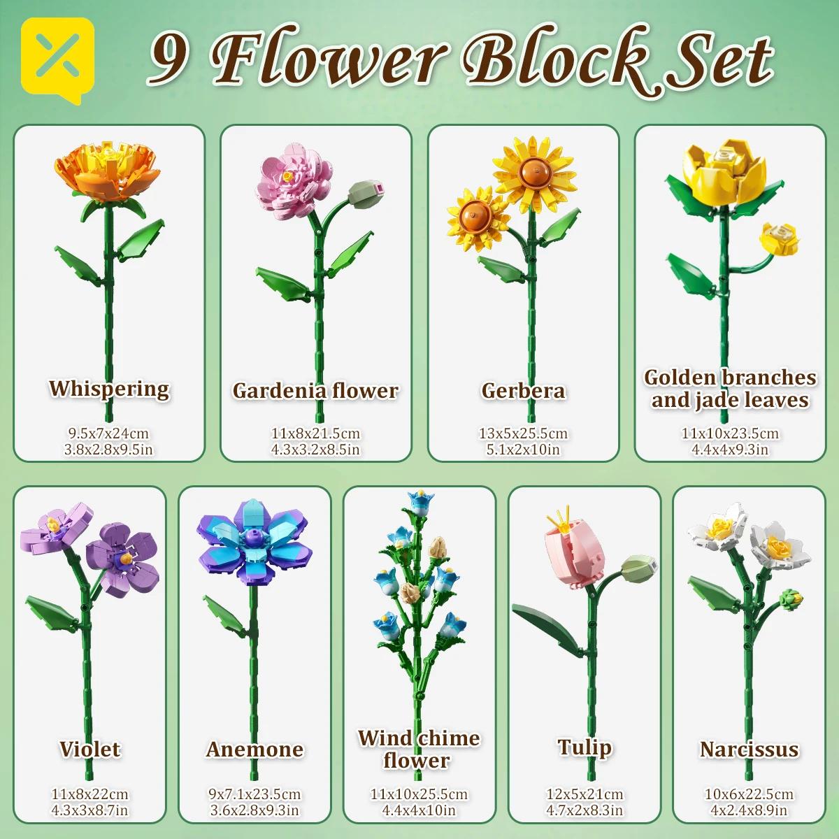 

Non-Toxic 843Pcs Sunflower Building Blocks Flower Bouquet Model Bricks Set Idea Home Decoration Kid Educational Toys Valentine S Day Gifts