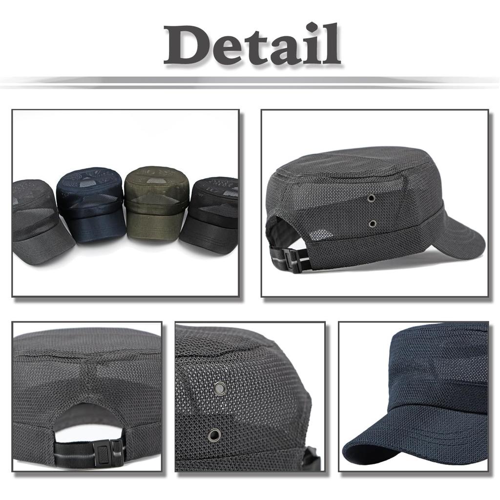 Flat Breathable Mesh Outdoor CZA244 [White Fang] Hat, Cap, Hat, Simple, Men's, Women's, (Dark Gray)
