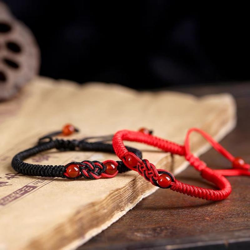 Red Black Woven Bracelet China Vajra Knot Wristbands Fashion Adjustable Couple Bangles For Men Women Lucky Jewelry Gift