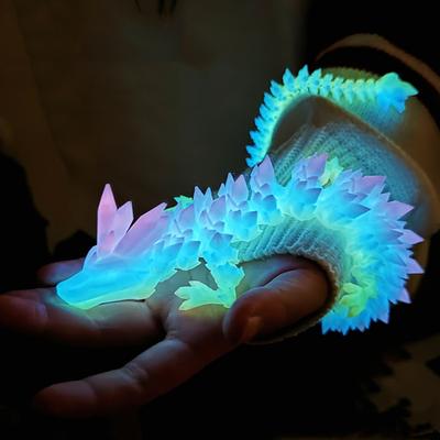 3D-gedrucktes Kristall-Drachenornament 22/30/45cm Leuchtende Künstliche Simulierte Modelle Desktop-Handwerk Dekoration Festival-Party Geschenk