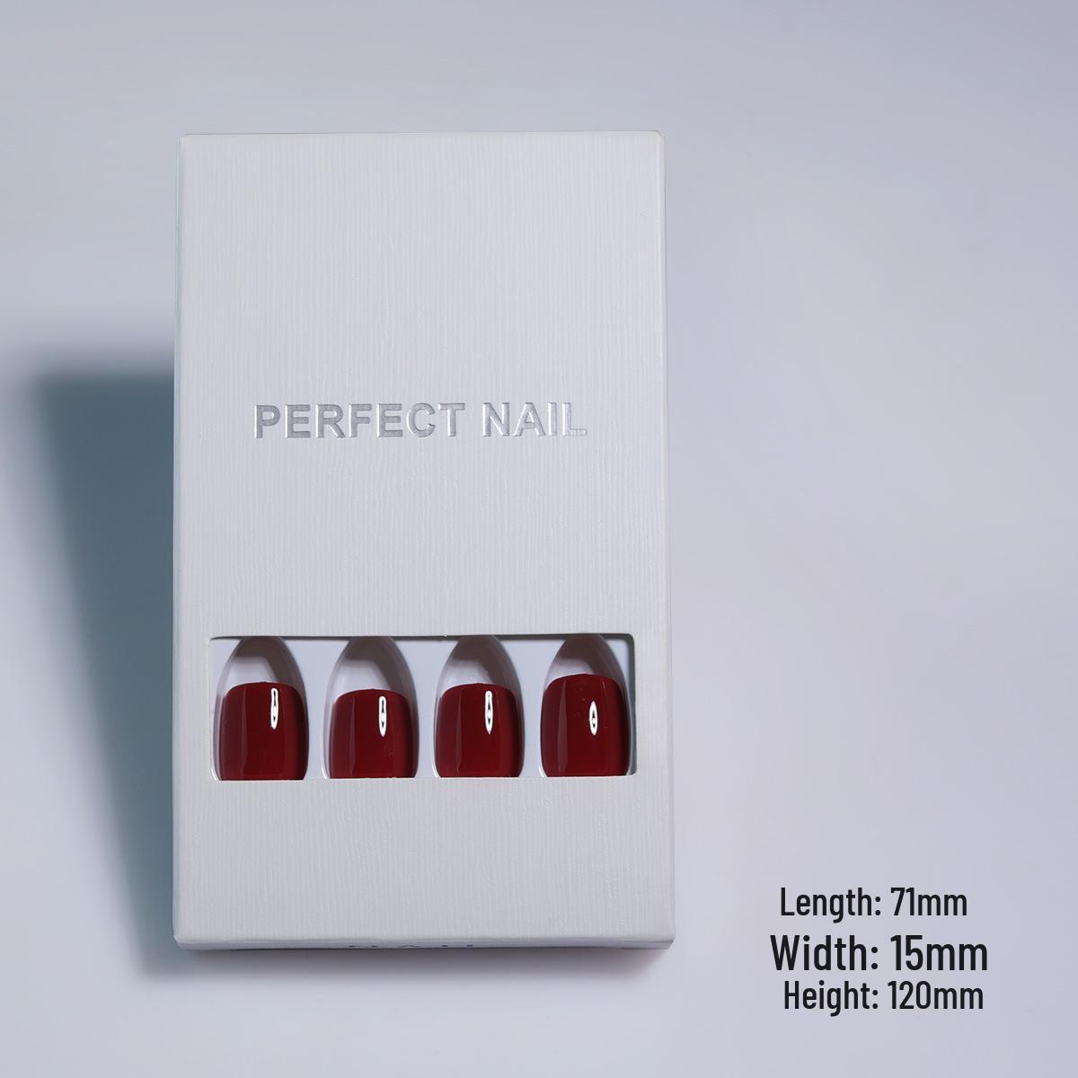 Cherry Red Short Square False Nails - Dark Red Gel Nail Art
