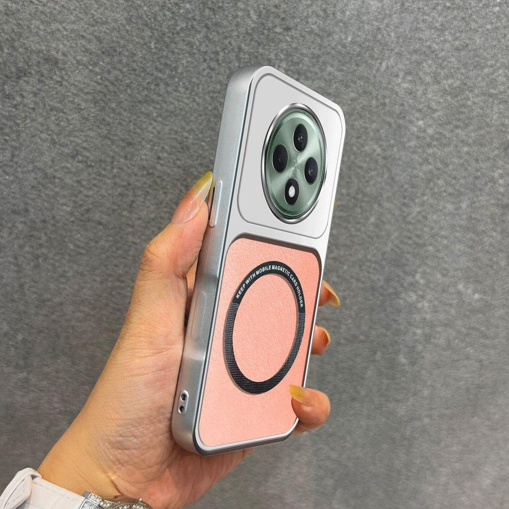 Upgraded Big Lens Protection Case for OPPO Reno12 F 4G/5G Luxury Leather Casing with Magnetic Ring