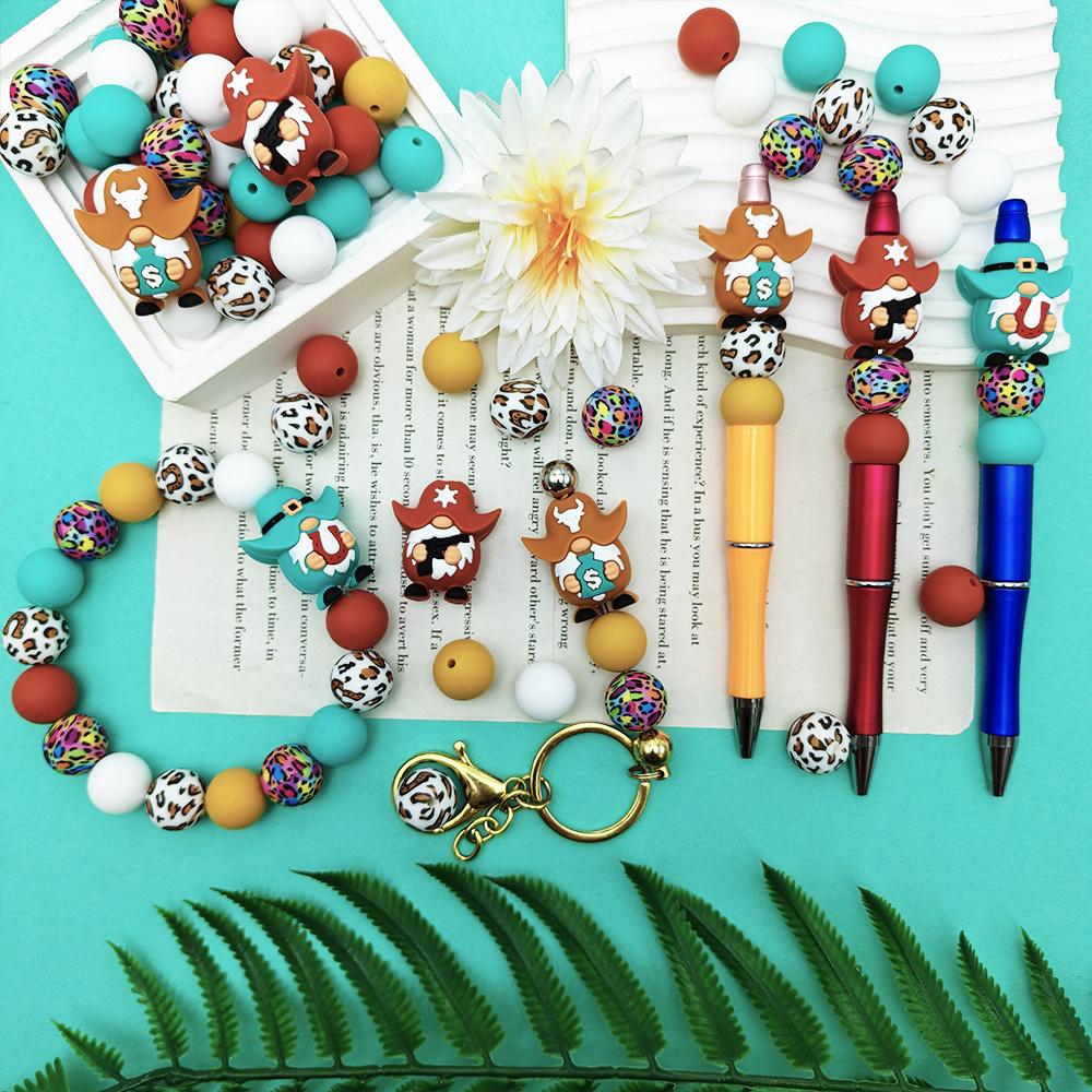 53PCS Western Cowboy Dwarf Silicone Bead Set, Perfect for DIY Handmade Crafts Such As Keychains, Necklaces, Bracelets, Etc