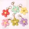 Knitted Keychain Handmade Crochet Flower Keychain Pink Bohemian Bag Charm Car Keys Backpack Accessories