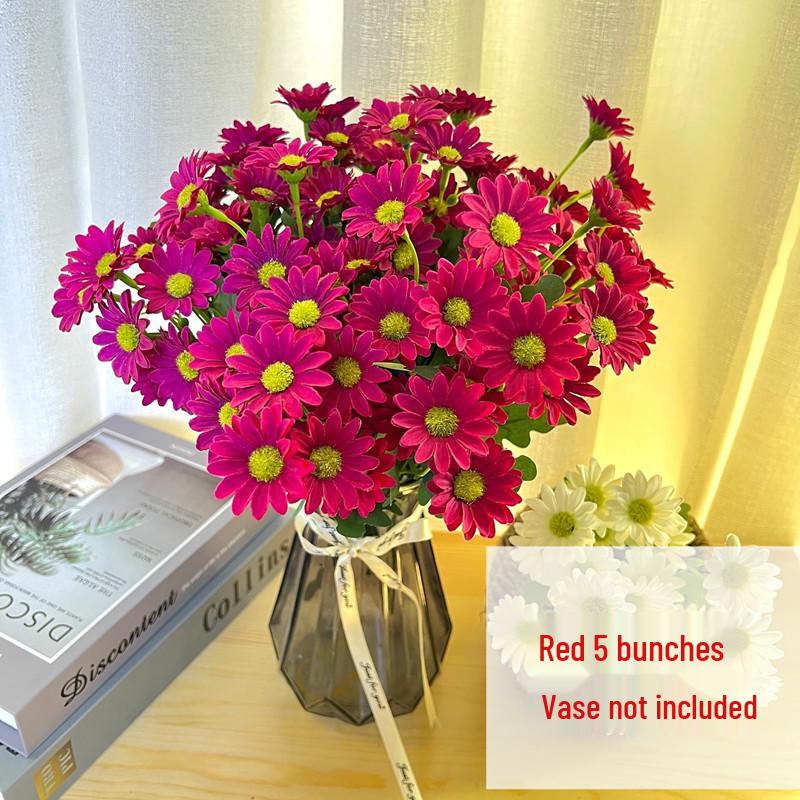 Little Daisy Chamomile Artificial Flower Arrangement - Dried Silk Bouquet for Table Decor and Photo Props.