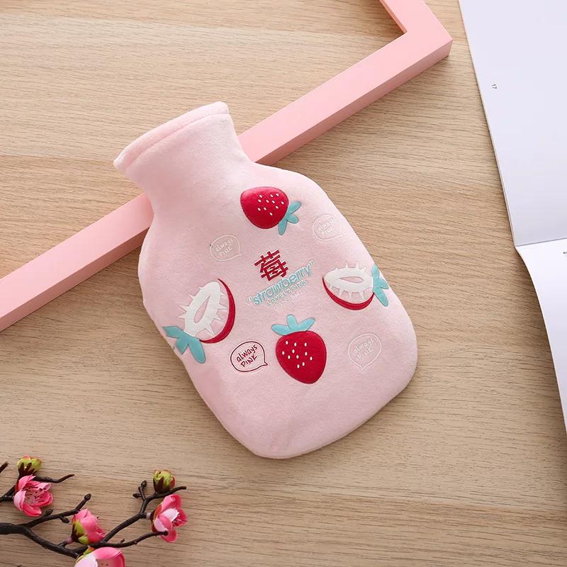 Plush Hot Water Bottle Cover Cartoon Fruit Design Thickened Rubber Water-Filled Explosion-Proof Removable Washable Warm Water Bag
