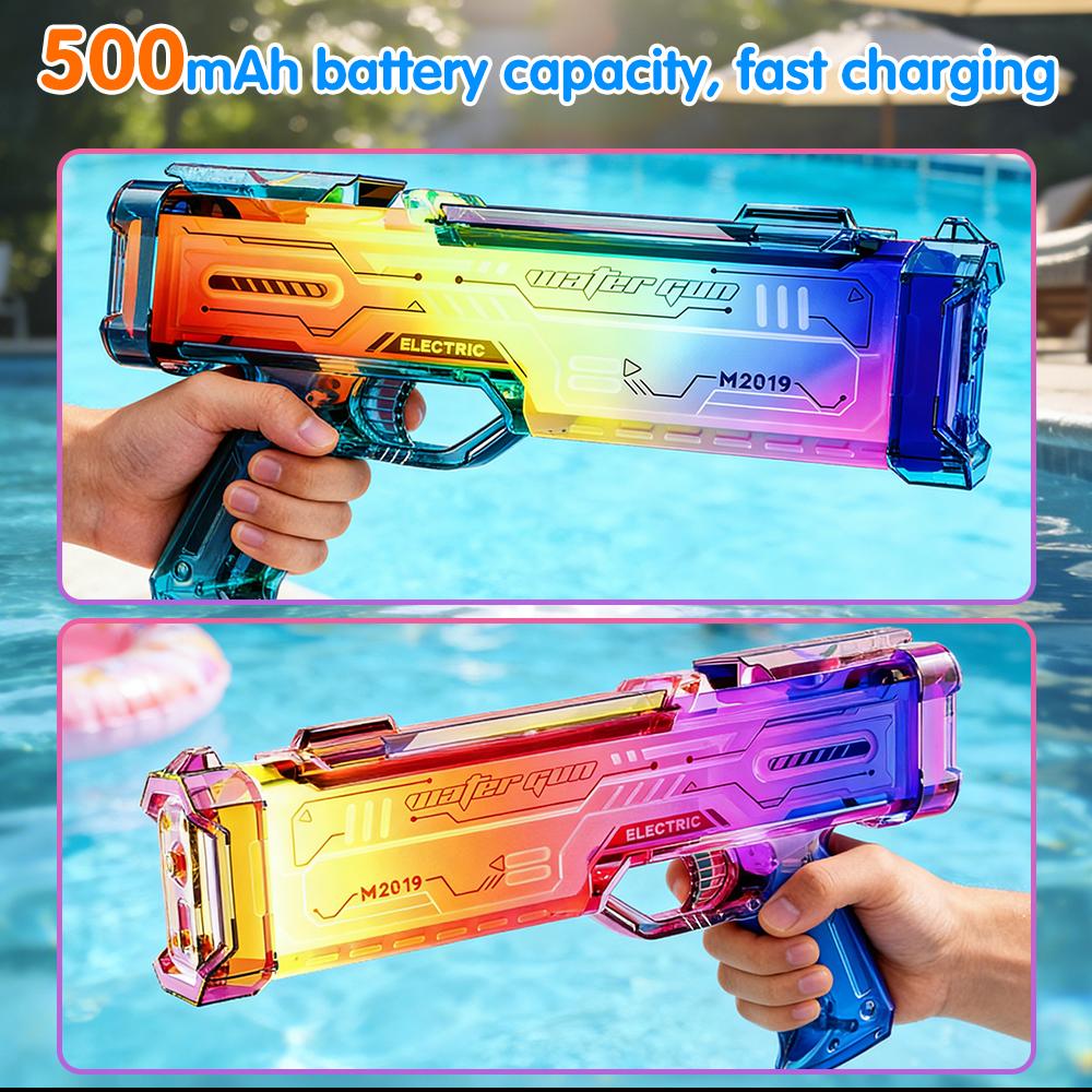 500Ml Electric Water Gun With Rgb Led Lights, Automatic Squirt Gun For Kids Adults, Summer Pool Party Outdoor Water Battle