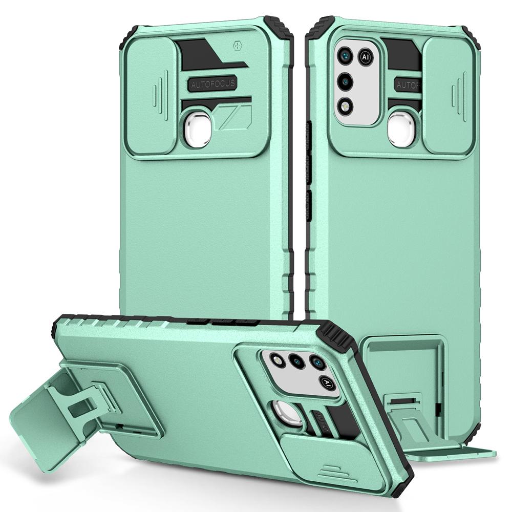 

Протиударний чохол KEYSION для Infinix Hot 11 Play 10 Push Pull Захист камери Жива підставка Чохол для телефону Hot 11S NFC 10i 10S for Infinix Hot 10S м ятний