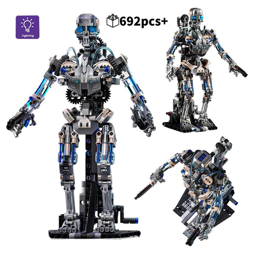 2026 NEW Mechanical Skeleton Robot Set With Light Building Blocks Bricks DIY Tabletop Decorations Model Toys for Kid 692Pcs