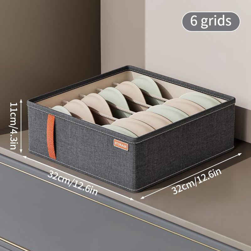 7/16/24 Grid Underwear Storage Box Cotton Linen Clothing Bra Cabinet Drawer Sock Storage Box Wardrobe Clothes Divider