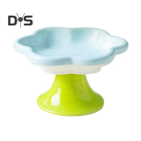 Ceramic Raised Cat Bowls Flower Design Elevated Cat Food Water Bowl Small Cat Feeding Dish for Cats Small Dogs