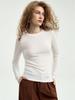 Women's White Mask Tencel Lyocell Wool Long Sleeve Slimming Base Layer Top - 2025 Autumn/Winter Collection