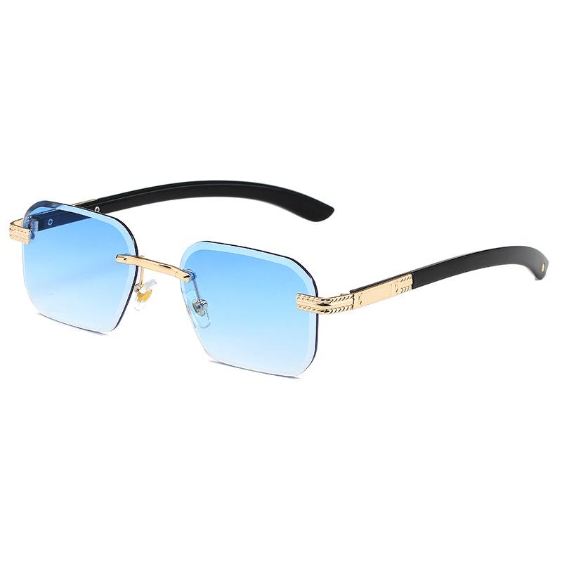 Fashion Rectangle Style Men Women Shades Metal Square Sun Glasses UV400 Vintage Sunshade Diamond Rimless Cut Edge Sunglasses