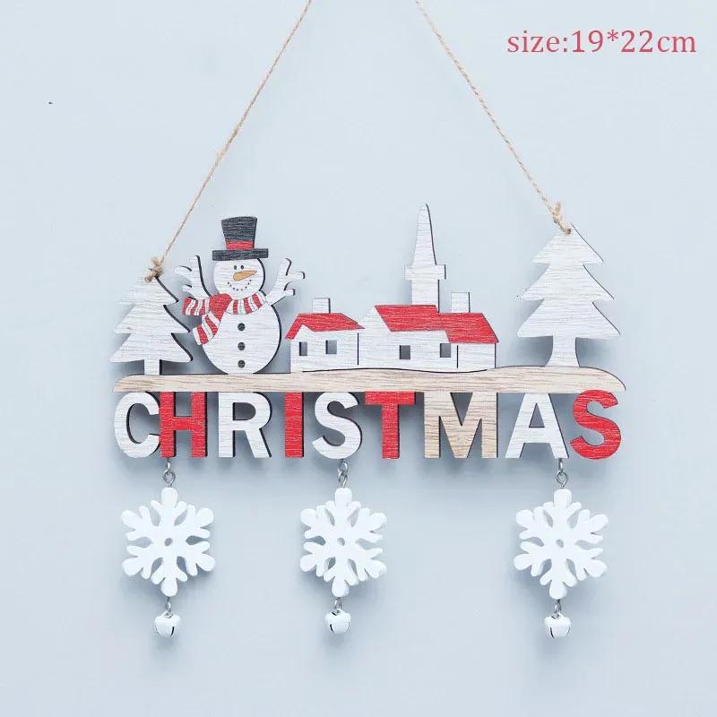 2024 Wooden Christmas Pendants Door Wall Xmas Decor Christmas Tree Hanging Ornaments Happy New Year 2025 Naviidad Decor For Home