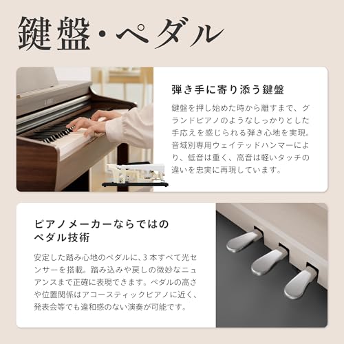 Kawai CX302A Lomiy Digital Piano, Ideal for Beginners, 88 Keys, Grand Emotional Action Standard, Ivory-Like White Keys, White Maple-Like Keys