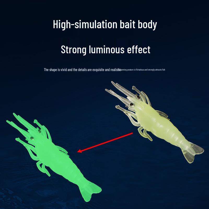 4cm Świecąca Przynęta Krewetka z Hakiem na Szczupaka, Okonia i Wędkarstwo Morskie - Symulacja Miękkiej Przynęty