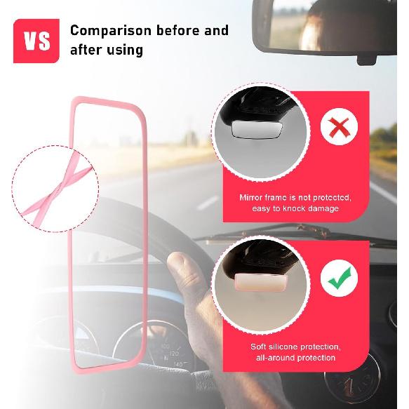 Car Rear View Mirror Protector Frame, Silicone Auto Rearview Mirror Protection Cover Compatible with Model 3/ Y, Interior Rear View Decoration Trim