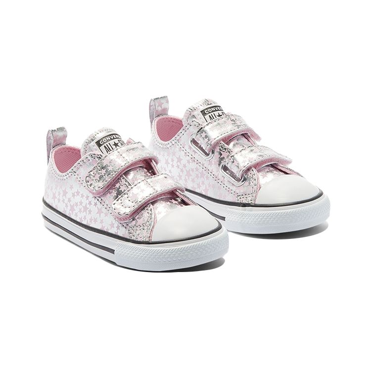 Converse Chuck Taylor All Star Low Top Baby Walker Shoes Silver Pink Baby Shoes 769706C