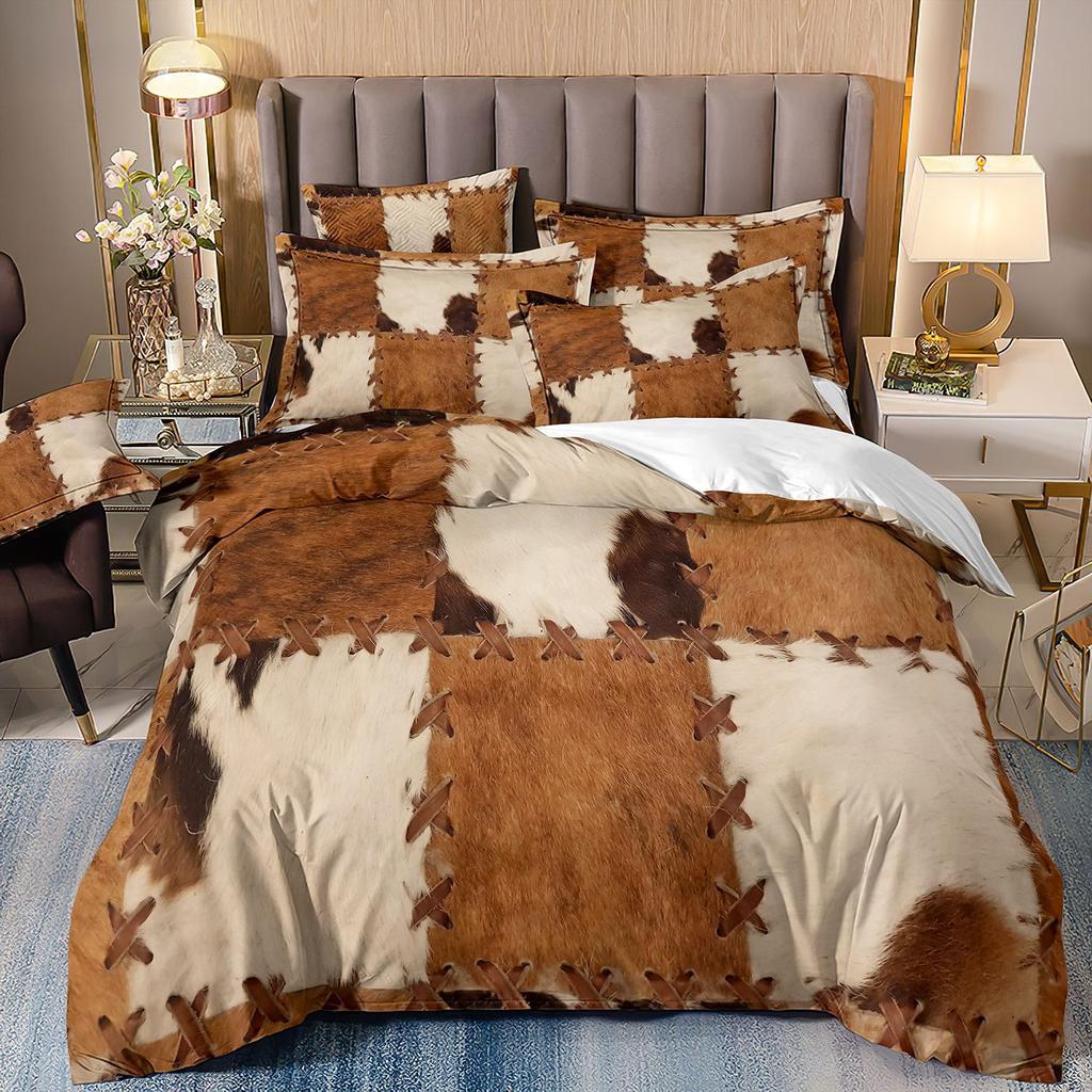 3D Printed Leopard Print Three-Piece Set Bedding Polished Duvet Cover