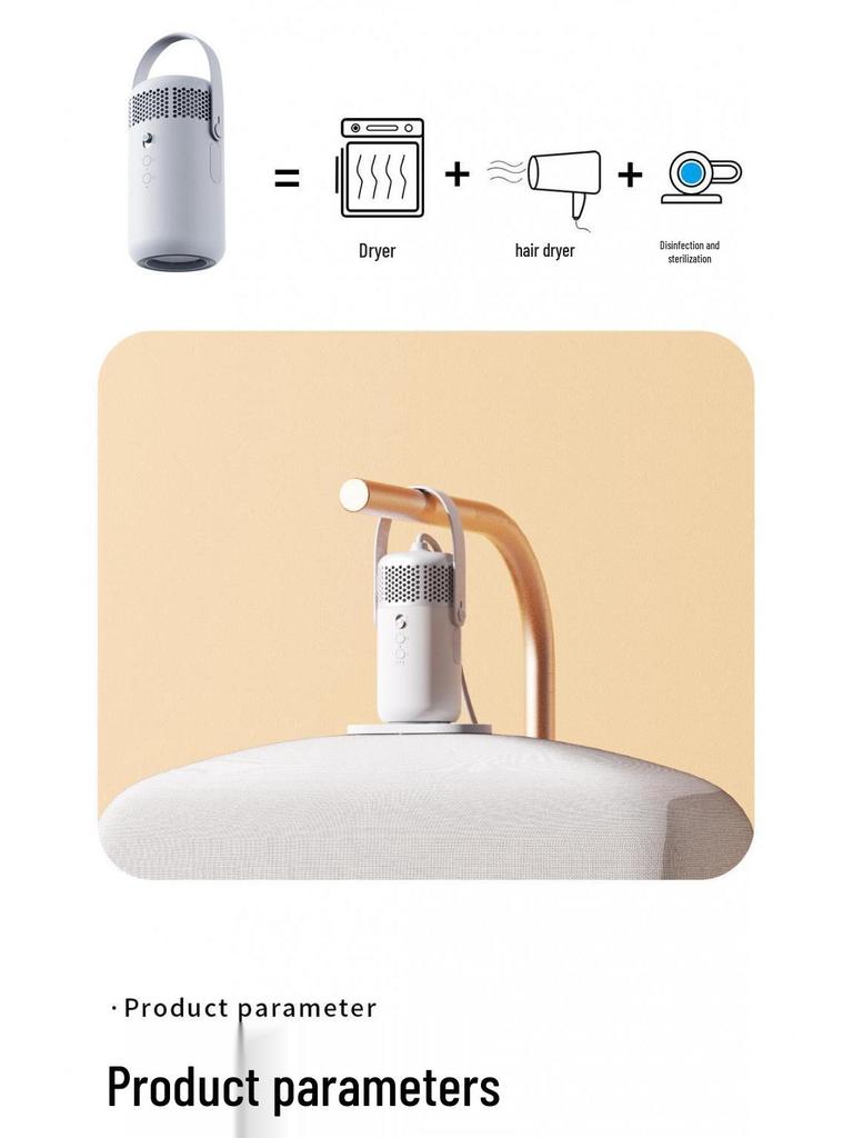 Compact 2-in-1 Dryer: High-Speed Clothes, Hair, Blanket, and Shoe Dryer for Home and Dorm