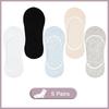 10 Pieces = 5 Pairs Women Invisible No Show Nonslip Loafer Socks Boat Liner Cotton Socks Comfortable Ankle Socks
