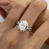 Luxury Oval Cut Zircon Engagement Rings 925 Sterling Silver Promise Wedding Ring for Women Anniversary Gift