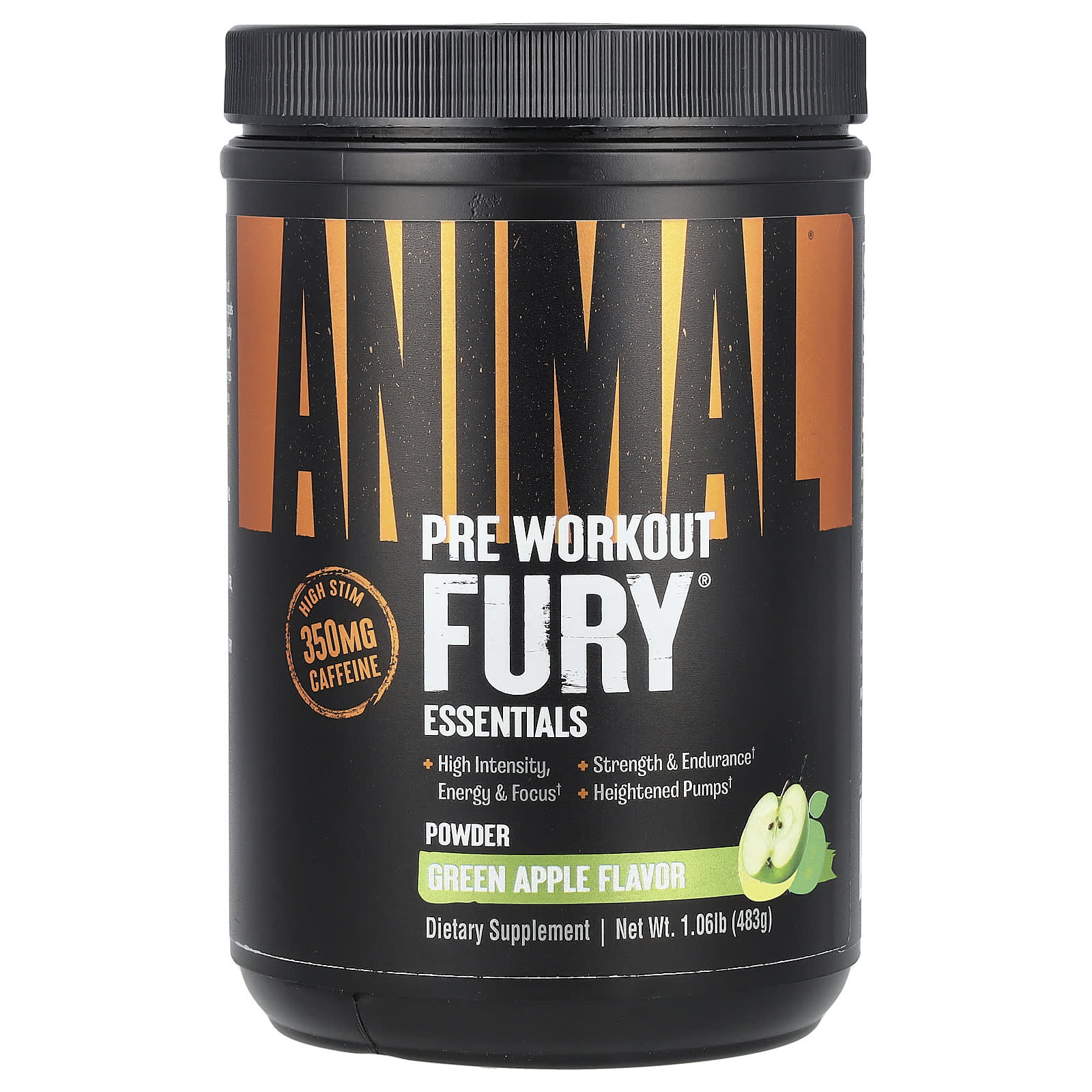 

Animal, Fury®, Pre-Workout Powder, Green Apple Flavor, 1.06 lb (483 g)