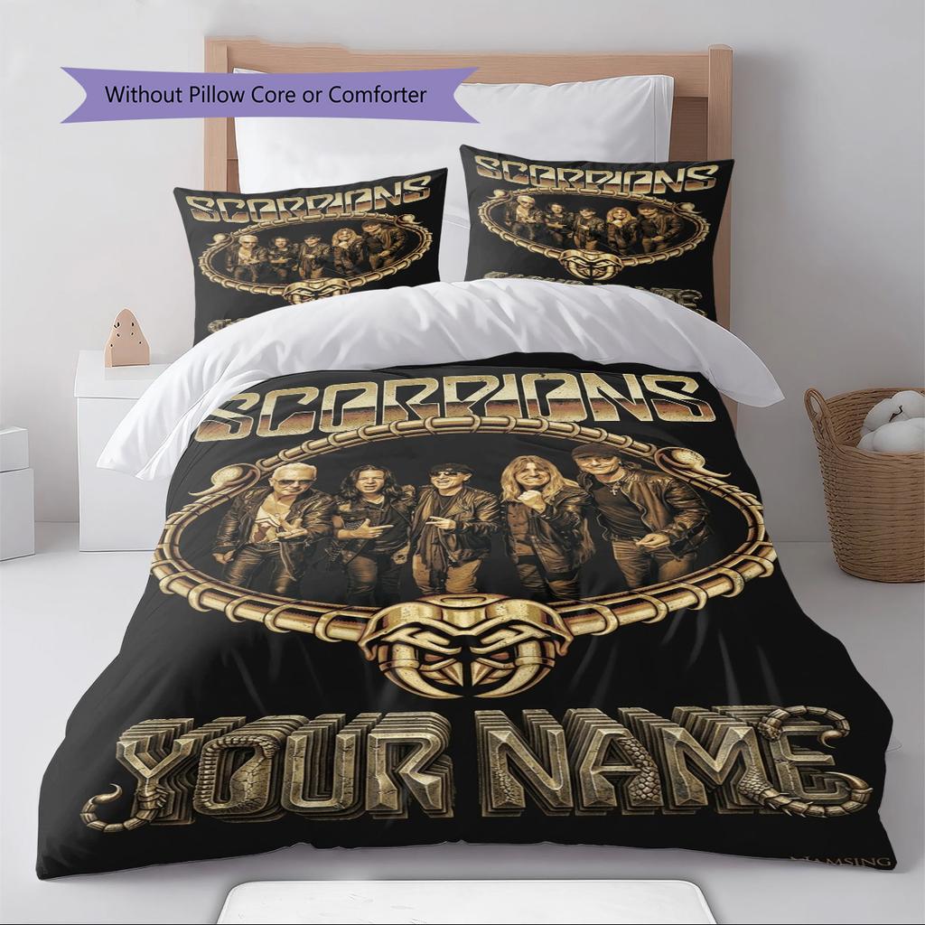 Name Custom Scorpions Pattern Bedding Set Quilt Cover Pillowcase Home Decor Gift (1 * Duvet Cover + 2 * Pillowcase, Without Core)
