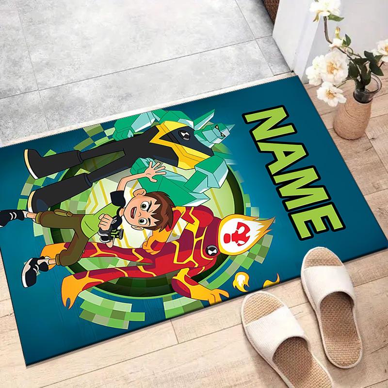 Custom Ben Mat Personalized Name, Polyester Washable Indoor Entryway Rug, Gift for Christmas, Easter, Thanksgiving Day