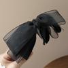 Elegante Presilha de Cabelo Banana com Laço Grande de Rede para Mulheres - Acessório de Cabelo Vertical para Rabo de Cavalo Alto e Torcido