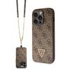 Funda para iPhone 14 Pro Guess Hardcase Crossbody Logo Metálico Marrón