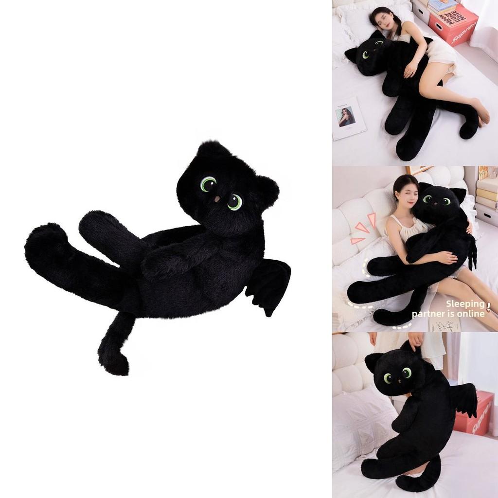 Black Cat Plush Pillow Large Soft Toy For Bedside Decor And Gift Idea