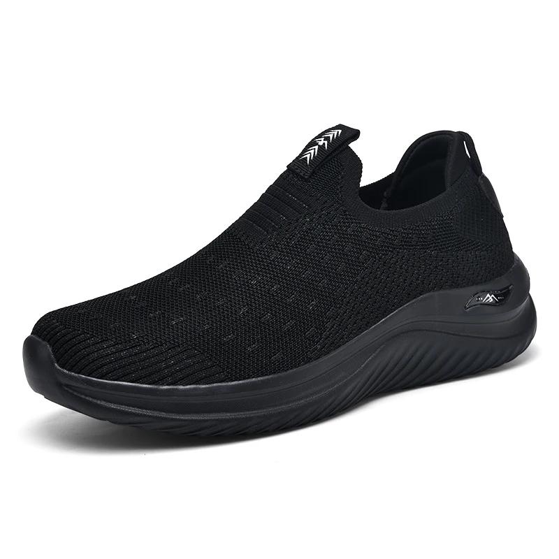 Walking Shoes Men Mesh Comfortable Slip-on Casual Flat Tennis Shoes Black Casual Breathable Big Size Sneakers for Men