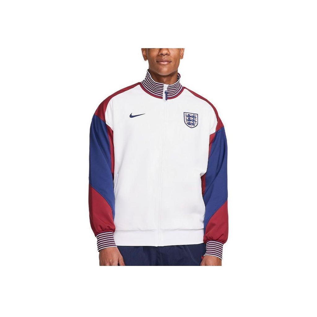 Nike Dri-FIT Soccer Jacket Color Block Printed Logo Vintage Sports Stand Collar Long Sleeve Work Jacket Men jackets White FJ2900-100