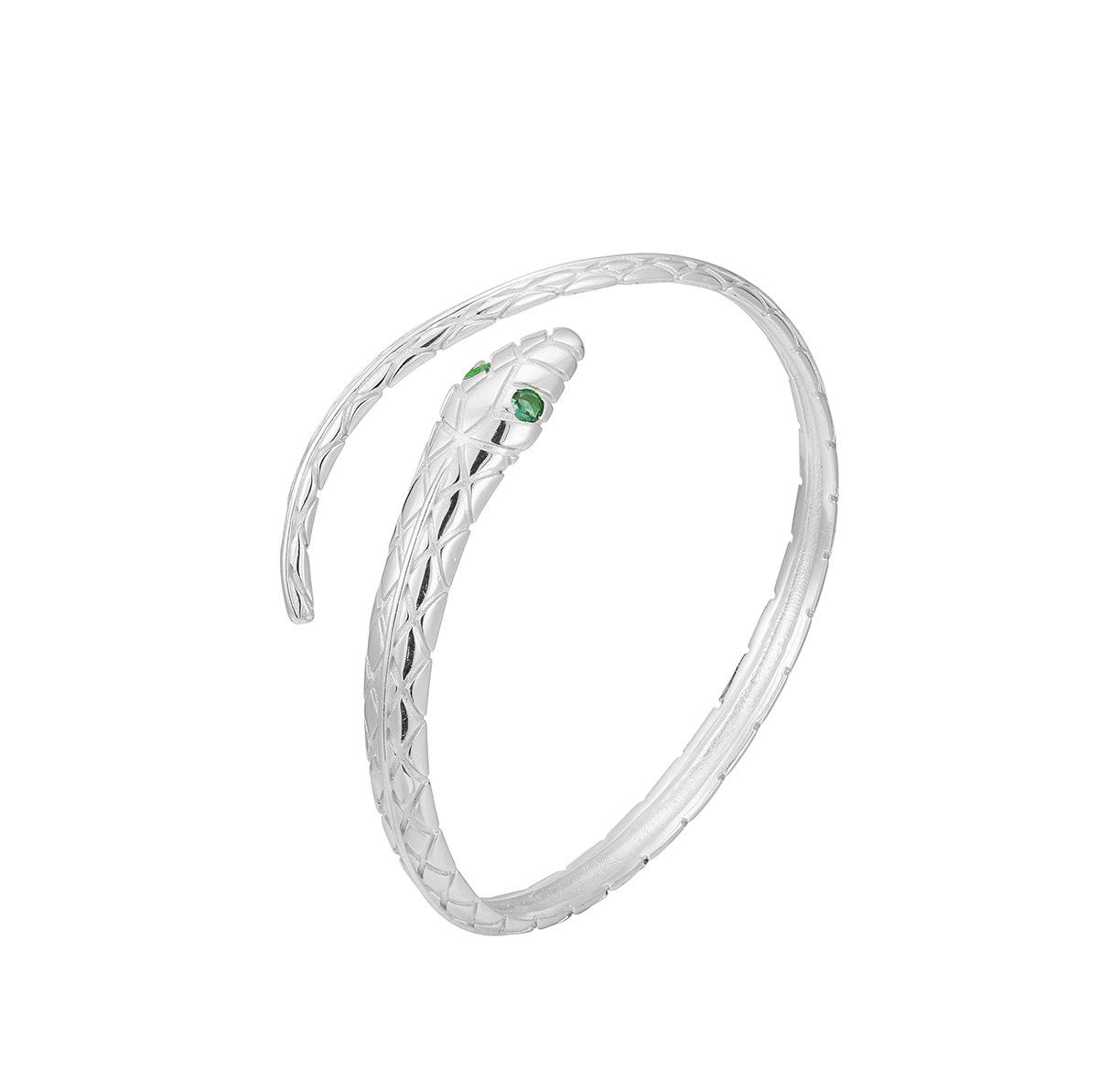 

S925 Серебряный браслет в виде змеи с цирконием и зелеными глазами, женский браслет в виде натального года, модный универсальный браслет 925 silver