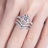 925 Sterling Silver Moissanite Crown Ring Set in 18K Gold - Light Luxury Women's Wedding Stacking Rings