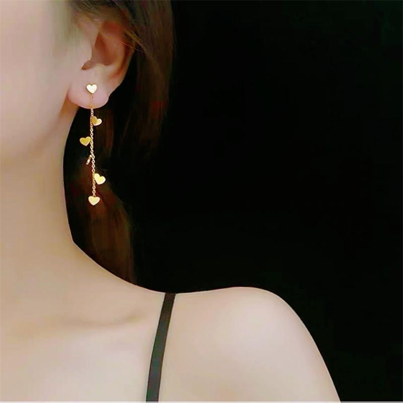 316L Stainless Steel New Fashion Jewelry Set Sweet Love Heart Charm Chain Necklaces Bracelets Earrings For Women