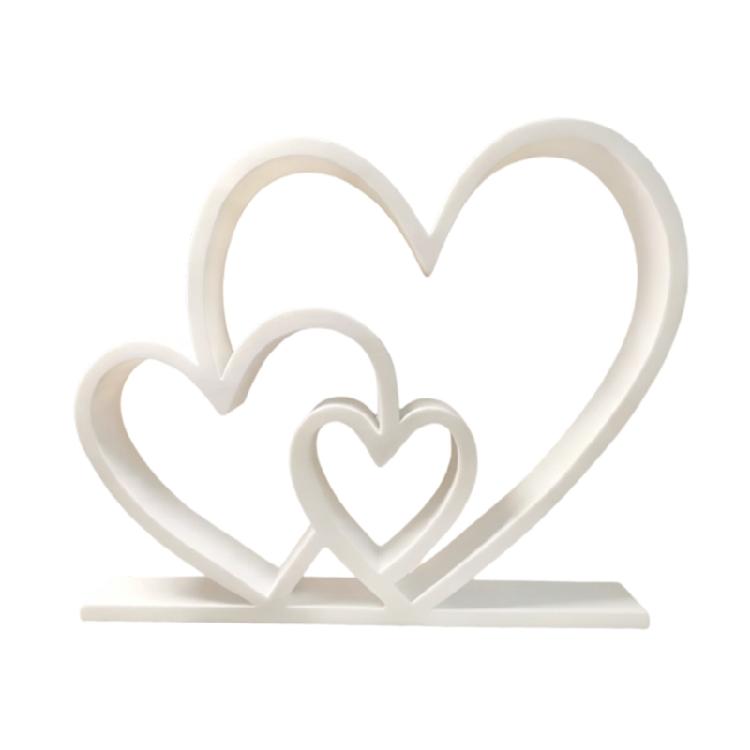 Love Statues Three Heart Sculptures 3D Printed Heart Figurines Desktop Decorations Romantics Gift for Valentines Wedding