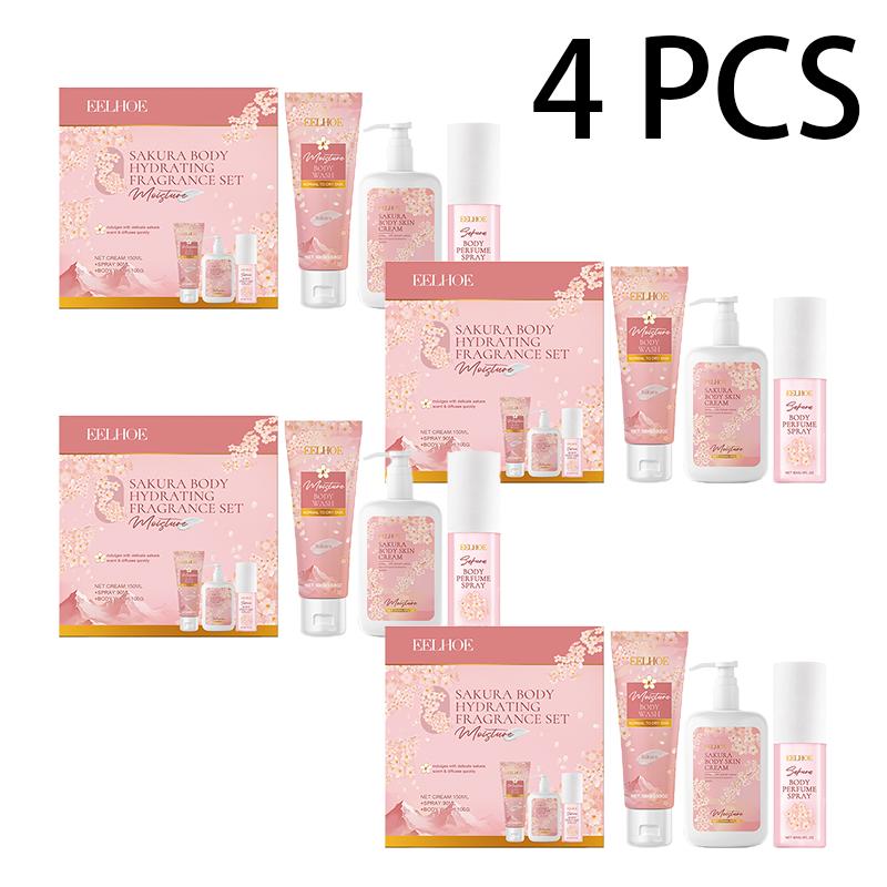 EELHOE Set Îngrijire Corp Floare de Cireș Curățare Delicată, Hidratare, Hidratare, Hrănire & Parfum Proaspăt