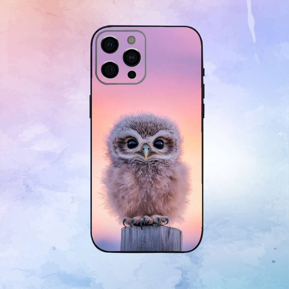 

Милый Чехол для Телефона с Совой Для iPhone17,16,15,14,13,12,11 Plus,Pro Max Мягкий Черный Чехол iPhone17PRO