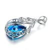 Light Luxury Mermaid Tears Necklace Women'S Micro-Inlaid Zircon Synthetic Blue Topaz Droplet Pendant
